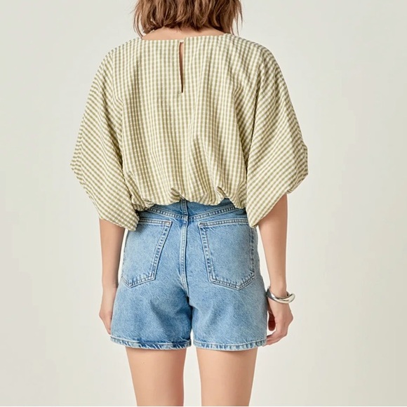 English Factory Green Gingham Blouse - Picture 3 of 5